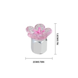 Xalvoria 4-Pack Pink Cherry Blossom Schrader Valve Caps (Silver)