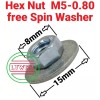 MNP Corp (15Pc) M5-.8 Steel Free Spinning Washer Nuts Coarse