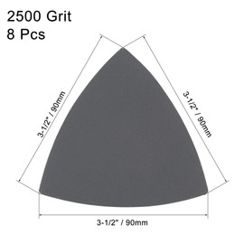 sourcing map Triangular Sandpaper Hook and Loop Triangle Sanding Pad Fit 3-1/2" Oscillating Multi-Tool Silicon Carbide for Wet/Dry Use 2500 Grit 8pcs