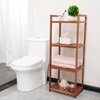 Utoplike Teak Wood Bathroom Shelf Organizer Stand, Standing Shelves Shower