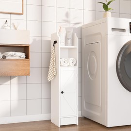 Viaozutis Small Bathroom Storage Cabinet, Toilet Paper Storage,Corner Floor Cabinet with Doors and Adjustable Shelf,Bathroom Organizer for Small Spaces White