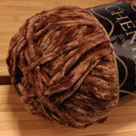 JubileeYarn Chenille Yarn - Worsted Weight - 100g/skein - Shades of Brown - 4 Skeins