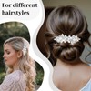 LunarCharm Crystal Hairclips with Pearl, Silver Bridal Hair Accessories for