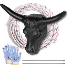 ERfover Roping Dummy Calf Head Steer Practice Kit Two Pair of Detachable Horn with Lariat and Glove