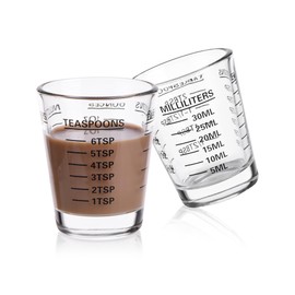 SAIAOKJ Shot Glasses Measuring Cup Set 2PACK Espresso Shot Glasses Liquid Heavy Glass 26-Incremental Measurement 1 OZ, 2 TBS, 6 TSP, 30 ML Kitchen Tools (Black)