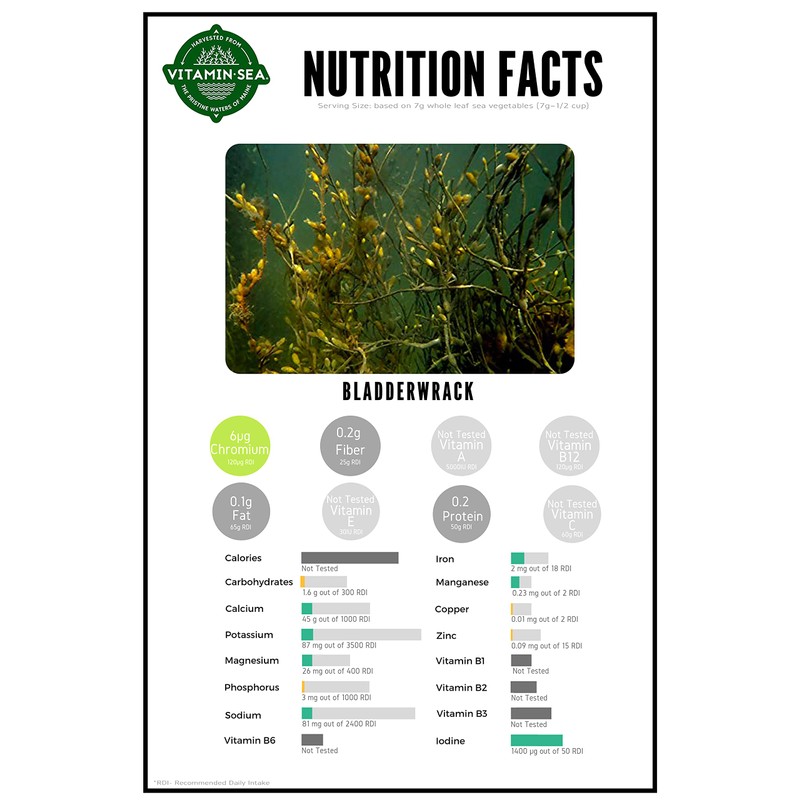 VITAMINSEA Organic Atlantic Bladderwrack Seaweed (Whole Leaf, 8 OZ)