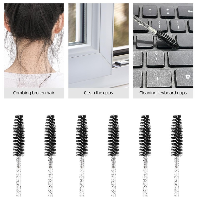 Tbestmax 50 Pcs Disposable Mascara Wands, Crystal Eyebrow Spoolies Brush