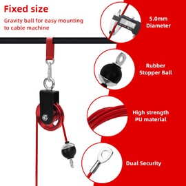 Topfinder Gym Cable, Fitness Steel Cable Machine Pulley System Home Gym Replacement Pulley Cable (Adjustable 5m)