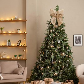 KI Store Christmas Bows XL Christmas Bow Large 54 cm Velvet Bows & Ribbons Tree Decoration (Champagne, XL)