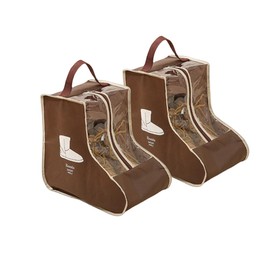 2 Set Boot Storage,Portable Short Boots and Tall Boots Storage or Protector Bag,Shoe Dust Bags,Shoe Sleeves for Travel,Clear Boots Cover,Shoes Packing Organizers for Adult Sneakers (Brown-Short)