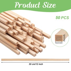 Square Wooden Dowel Rods Dowel Rods Wood Sticks Wooden Square Dowel Rods for Crafting,Unfinished Square Hardwood Sticks for Arts and DIYers, DIY Projects, Home Decor (6mm)