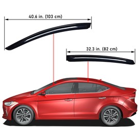 Lightronic Extra Durable Outside Mount Auto Vent Window Visor, Fits 2012-2017 Hyundai Accent (Sedan), UV Protection Rain Guard, Original Window Deflector, No-Drill Easy Install, Dark Smoke, 4-Pcs