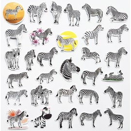 50Pcs Funny Zebra Stickers Wild Zebra Black and White Animal Cute Zebra Decal Stickers on Notebook Deco