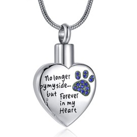 Pet Cremation Jewelry for Ashes for Dog Cat Waterproof Dog Paws Ash Necklace Urns Cat Memorial Gift Men Women (Silver-Blue)