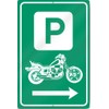 Motorcycle With Right Directional Parking Arrow Sign 12" wide x