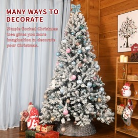 Premium Snow Flocked Christmas Tree 4FT with Pine Cones, Realistic Artificial Pine Tree, Sturdy Foldable Metal Stand, Hinged Design for Easy Assembly, Ideal Xmas Tree for Home Party Decorations