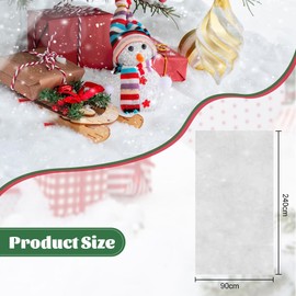 REFORUNG Christmas Snow Blanket Set Artificial Snow Blanket Fake White Fluffy Artificial Snow Blanket Thick Artificial Snow Mat for Christmas Village Background Decorations (240 x 90 cm)