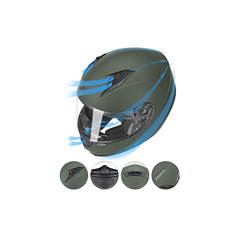 GLX GX11 Compact Motorcycle Helmet - Camo, Large - Full