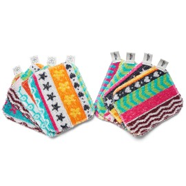 Skoy Scrub, 8-Pack Reusable, Non-Scratching Dish Scrubber for Kitchen and Household Cleaning, Planet-Friendly, Dishwasher Safe Soft Scrub, Assorted Colors and Designs