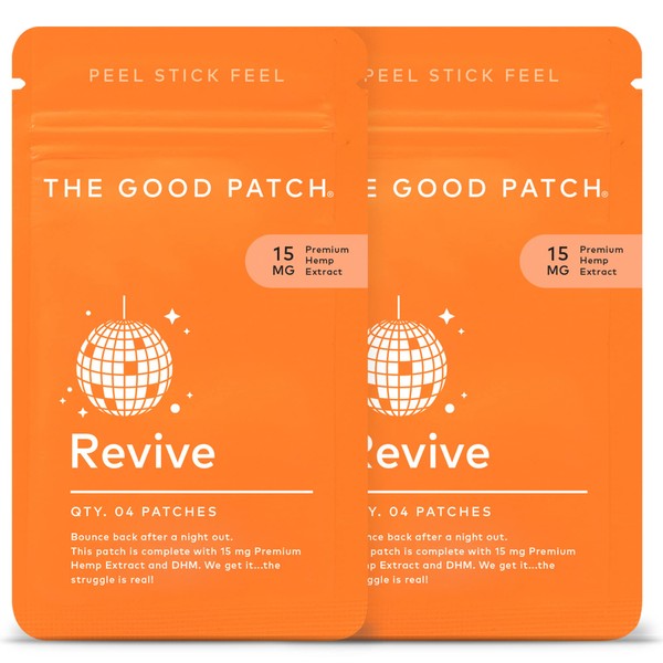 The Good Patch Revive Patch - Bounce Back After A Night Out - Plant Powered Wellness Patch - 15 mg of Hemp Extract and DHM (8 Total Patches)