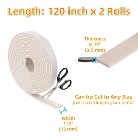 Felt Strips with Adhesive Backing – Furnigear Heavy Duty Cuttable Felt Tape Roll Furniture Pads for Chair Legs - Protecting Hardwood Floors, Chair Wall Protector (Beige, 120 x 0.5 x 0.14 Inch)