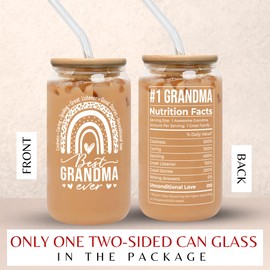 Grandma Gifts - Gifts for Grandma from Granddaughter, Grandson - Grandma Mothers Day Gift, Birthday Presents for Grandma, Christmas Gifts for Grandma - 16 Oz Can Glass