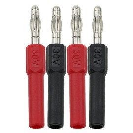 4mm Banana Socket ZZHXSM 4PCS Black and Red 4mm Male to Female Banana Jack Adapter Coupler Connector Extension Insulated 30V AC / 60V DC 10A Copper Banana Plug
