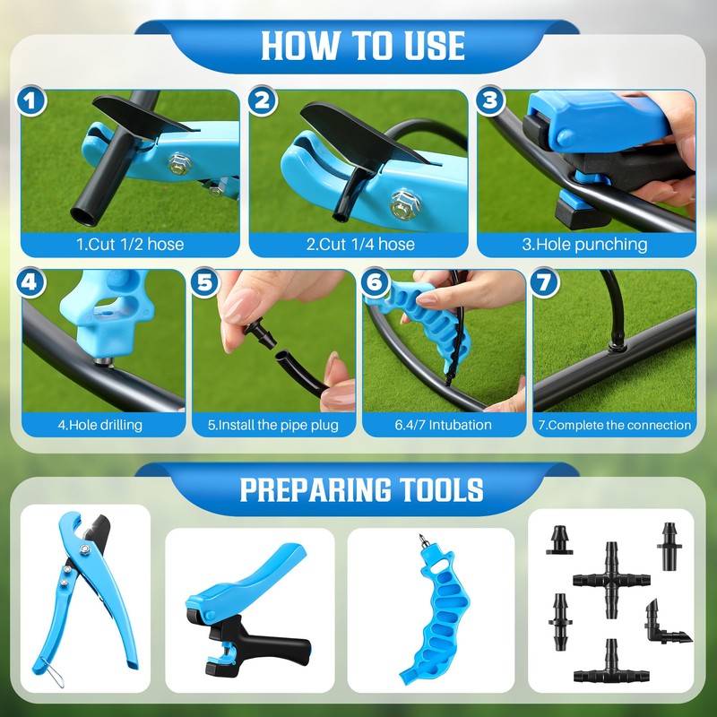 Feekoon Drip Irrigation Punch Hole Tubing Cutter Tools with Barbed