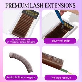 SAIGON LASH Eyelash Extensions, Mink Lash, Volume & Classic Lashes for Professionals, J/B/C/CC/D/L/M Curl, 4-15mm Length, Soft Korean PBT Fiber, 16 Rows Lash Tray (Dark brown-D-0.05-8-15mm)