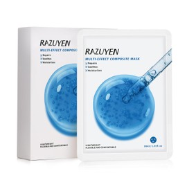 RAZUYEN 10 Pack Soothing Sheet Masks, with Centella Asiatica Extract, Hyaluronic Acid and Panthenol B5, Hydrating Face Mask for Sensitive Skin