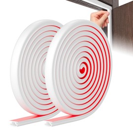 Weather Stripping Door Seal Strip, D Shape Door Weather Stripping,Self-Adhesive Door Seal Strip for Door Frame Weatherstripping Soundproofing Insulation (White, 50FT)