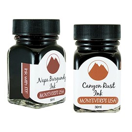 Monteverde 60ml Core Fountain Pen Ink Bottle (30ml Napa Burgundy Ink Bottle G309NB, 30ml Canyon Rust Ink Bottle G309CP)