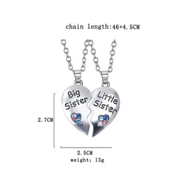 Big Sister Little Sister Necklace for 2 Sisters Gifts from Sister Birthday Gifts Matching Heart Necklaces Presents for Sister Christmas Gift for Best Friends Necklace for 2 Girls