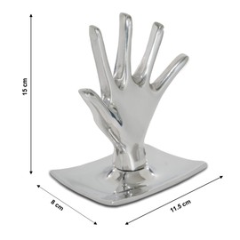 Dycmetal - Organizador de Joyas con Forma de Mano, plato joyero exhibidor, Porta anillos de pewter