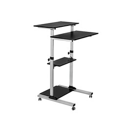Mount-It! Mobile Standing Desk/Height Adjustable Stand Up Computer Work Station | Rolling Presentation Cart with 27.5 Inch Wide Platform, Locking Wheels
