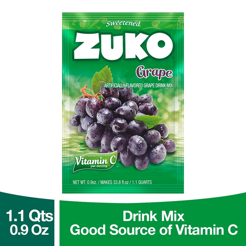 ZUKO Grape Instant Powder Drink, 24 Individual Bags 0.9 Oz,