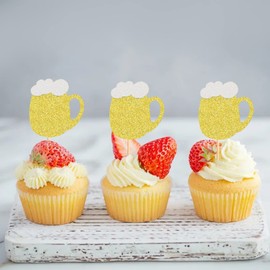 Keaziu Paquete de 24 tazas de cerveza para magdalenas, decoraciones de pasteles