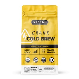 Organic Cold Brew Coffee Coarse Ground 1 LB - CRANK High Voltage Caffeine Dark Roast, Coarse Grind – By Stack Street