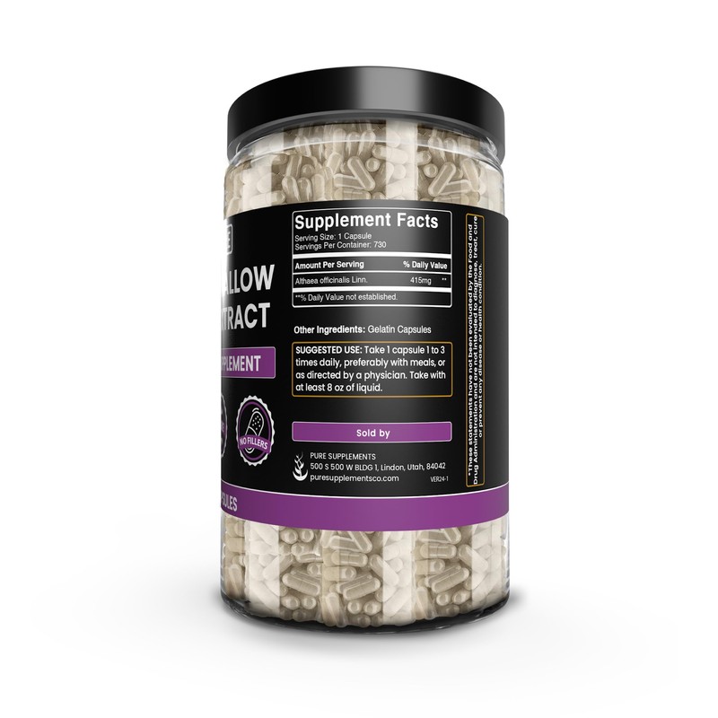 PURE ORIGINAL INGREDIENTS Marshmallow Root (730 Capsules) No Magnesium or