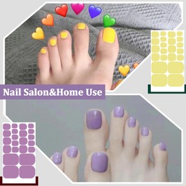 SILPECWEE 20 Sheets Light Color Nail Wraps for Toes Self Adhesive Toenail Polish Strips Gel Nail Strips Stick on Nail Polish Stickers Toenails Stickers Decals Nail Art Design with Nail File