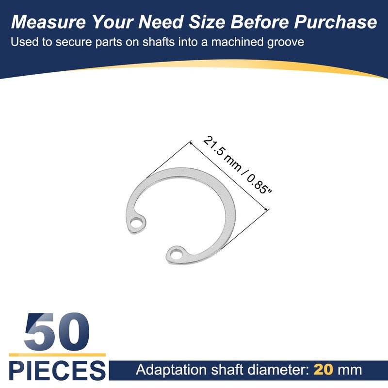 PATIKIL 50 Pcs 20mm ID Internal Retaining Rings E-Clip Snap