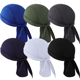 TSKNOMO Pack of 6 Do Rag Skull Caps Sports Bandana Hat, Sweat-Wicking Head Wrap Helmet Lining, Skull Cap, Breathable Dew Do Rags for Men, Set 1.