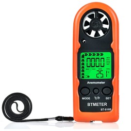 Anemometer Handheld - BTMETER BT-816B Digital Wind Speed Meter Gauge with Thermometer Temperature Backlit for HVAC CFM Shooting Drone, High Precision Accuracy +/- 5% 2℃