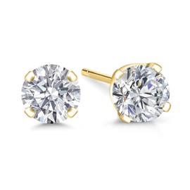 Gem Stone King 0.20 to 1.50 Carat 14K Gold Lab Grown Diamond Stud Earrings | Gold Earrings For Women Men | F-G Color | VS1-VS2 Clarity