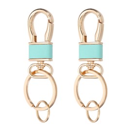 MECCANIXITY 2 Pcs Metal Keychain Key Clip Hook, Key Ring Holder Organizer Swivel Clasp Keyring Leather Key Chain Clips Buckle for Car Accessories Bag Wallet, Gold Tone/Cyan