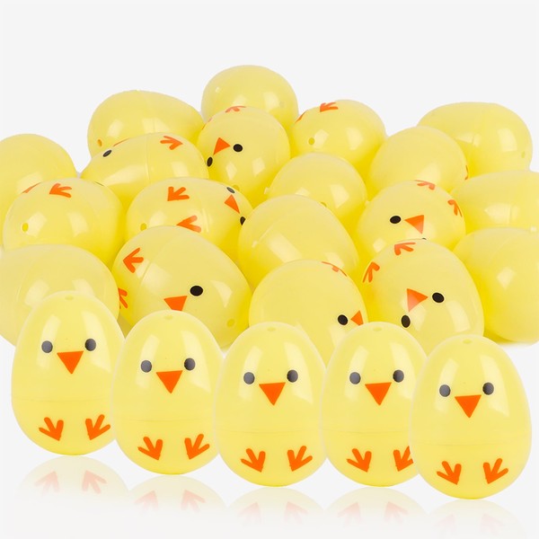LOMIMOS 48 Pcs Easter Chick Plastic Eggs, 2.36” Yellow Fillable