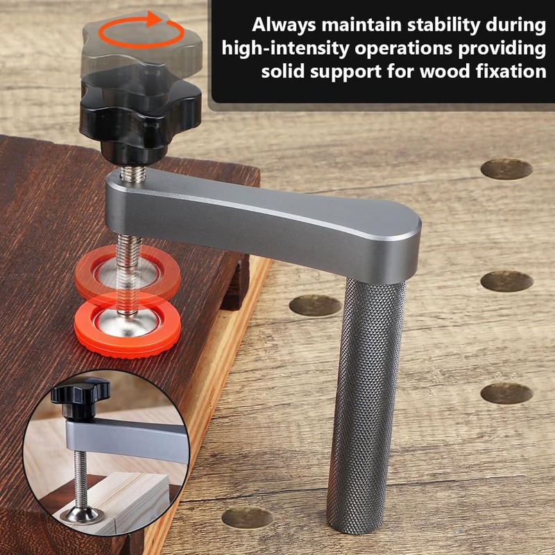 2 Pack 19mm Adjustable Bench Dog Clamps, Stainless Steel Hold