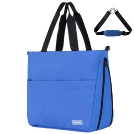 OutSpry Womens Tote Bag with Zipper, Puffer Large Tote Bag 15.6" Laptop Tote Bag for Women with Trolley Sleeve for Travel Gym Work College, Ocean Blue