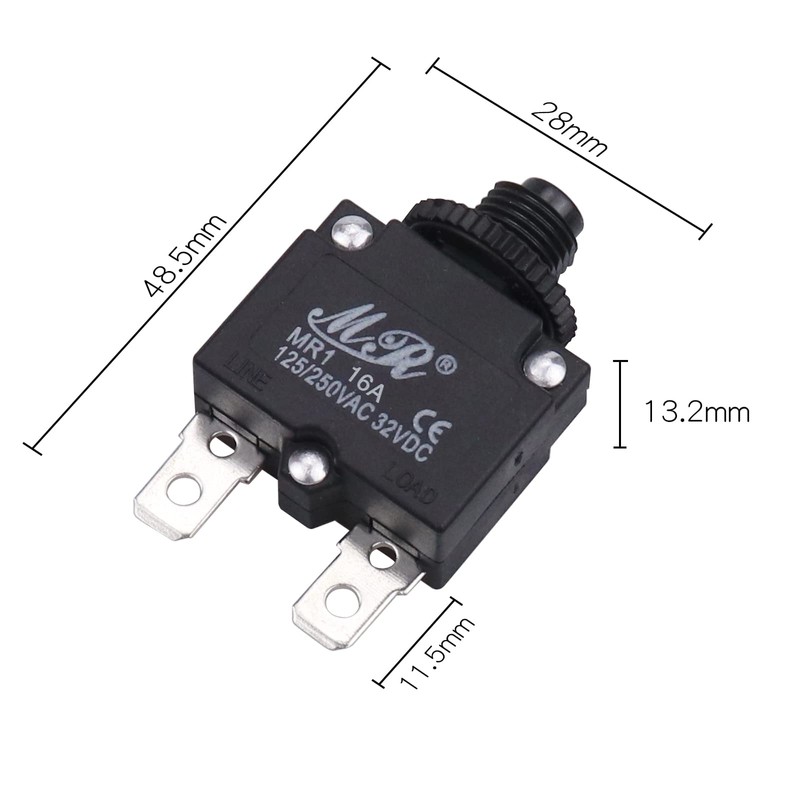 RKURCK 125/250V AC 32V DC Push Button Circuit Breaker 16