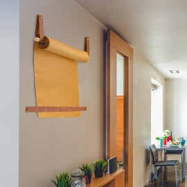 Lincia Wall-Mounted 17 Kraft Paper Roll Dispenser-Roller Kraft Paper Roll Display - Wall Decor/Butcher Paper Holder - Includes 30meter Kraft Paper Roll for Artwork, to-do Lists, Ideas Ideal for Home